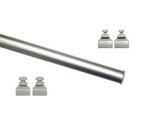 GARDINIA Profil Inférieur à Clipser sur les Rideaux à Panneaux, Bande Adhésive Incluse, Aluminium, 60 cm, Argenté