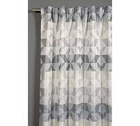 Gardinia Rideau à Passants Dissimulés Et Galon Fronceur, Jacquard Losanges, Translucide et Opaque, Gris, 140 x 245 cm 23-4356