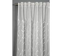 Gardinia Rideau à Passants Dissimulés Et Galon Fronceur, Voile Dolly avec Broderie Florale, Translucide et Transparent, Naturel, 140 x 245 cm 23-4362