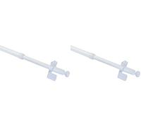 GARDINIA Tringle de vitrage, Fixation par pression, Barre extensible, Pose sans vis et sans perçage, Press&Go Filigrano, Boule, Diamètre: 8/10 mm, Longueur: 50-80 cm, Métal, Blanc (Lot de 2)
