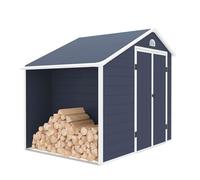 Gardiun Abri de Jardin en résine Sylvana B- 5 m² avec bûches extérieures, 260 x 192 x 226 cm, Anthracite