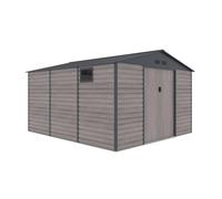 Gardiun Abri métallique Surrey 13 m² extérieur 340 x 382 x 226 cm en Acier avec fenêtre latérale et Effet Bois veiné