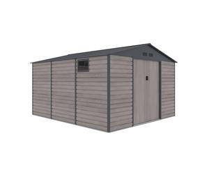 Gardiun Abri métallique Surrey 13 m² extérieur 340 x 382 x 226 cm en Acier avec fenêtre latérale et Effet Bois veiné