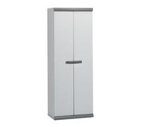 Gardiun Armoire Haute de Jardin en résine Coimbra 2, 62,5 x 39 x 169 cm, avec 2 Portes et 3 étagères de Hauteur réglable, Couleur Grise