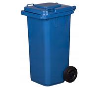 GARDIVO Poubelle 120 litres Poubelle pour déchets résiduels Poubelle avec 2 roues silencieuses Couvercle rabattable avec deux poignées Bleu