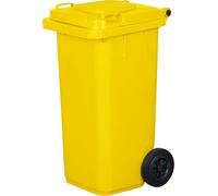 GARDIVO Poubelle 120 litres Poubelle pour déchets résiduels Poubelle avec 2 roues silencieuses Couvercle rabattable avec deux poignées Jaune