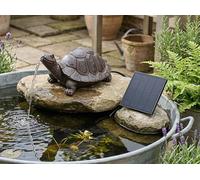 Gargouille solaire avec pompe - Figurine de bassin - Tortue avec pompe solaire et jeu d'eau - Décoration de jardin en polyrésine marron - Fontaine solaire pour étang de jardin et cours d'eau - 10 × 14
