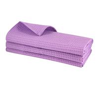 Gariella Lot de 3 torchons de vaisselle/violet/violet/100 % coton/avec crochet de suspension/70 x 50 cm/piqué gaufré/qualité gastronomique/torchon de cuisine/torchon de nettoyage/motif
