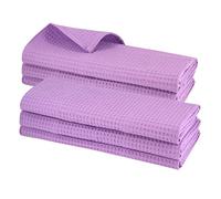 Gariella Lot de 6 torchons de cuisine, violet/violet, 100 % coton, torchons de nettoyage avec crochet de suspension, 70 x 50 cm, gaufré, qualité gastronomique, absorbants, robustes