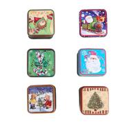 GARIOUANS Lot de 6 Boîtes à Bonbons en Fer Motif de Noël, Décoration Pratique et Rangement pour Fête, pour Conserver Friandises et Biscuits Couleur Aléatoire