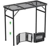 GARLLEN Table de Barbecue Pliante 90x40x74.7cm avec Plateau en Maille-Noir | Table Pliante Exterieur à 3 Hauteurs Réglables,Table de Pique-nique Portables 3.3kg,Charge 66 livres,pour Plage,Jardin,BBQ