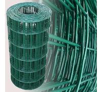Garmix Grillage Jardin vert | Hauteur 60cm | Maille 75x100mm| Clôture Jardin Potager | Enclos Animaux Chien | Fils de Fer Galvanisé + PVC, Rouleau 25m
