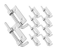 Garneck 10 Pièces Loquet à Ressort Design à Rebond Non Déformable en Fer Galvanisé Argenté, Verrou de Sécurité Automatique pour Toilettes et Entrepôts