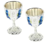 Garneck 2pcs Verres à Liqueur Argenté Style Européen Classique, Résistants Renversement et Faciles à Tenir, pour Décorations et Présentations