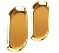 Garneck 2pièces Lot de Plateaux Dorés Acier Inoxydable Plateau Oval Décoratif pour Bijoux Fruits Desserts Serviettes Grand et Petit Modèle