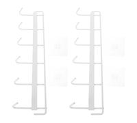 Garneck 2set Barre Suspendre Murale à 6 Crochets en Fer Blanc sans Perçage | Fixation Adhésive, Format Compact, Surface Mate Lisse, pour Porte et Entrée, Protège les Surfaces