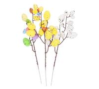 Garneck 3 Pièces Branche Œufs de Pâques Colorée en Mousse, Plastique | Décoration Réutilisable, Tige en Fil de Fer, Usage Bureau et Présentation Festive, Lot Bricolage Couleur Aléatoire
