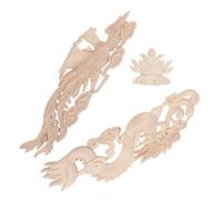 Garneck 3pièces Applique Bois Sculpté Dragon et Phénix Non Peints Décoration Murale et Meuble Bois pour Tête de Lit Armoire et Porte Fleurs Sculptées Vintage