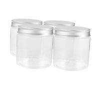 Garneck 4pièces Lot De Petits Récipients Transparents Plastique Avec Couvercle Aluminium Argenté Bocaux à Large Ouverture Étanches Et Légers Cuisine Et Voyage