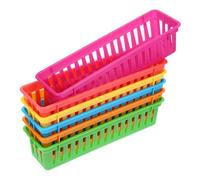 Garneck 6 Pièces Panière à Crayons en Plastique Robuste pour Matériel Scolaire Polyvalent, Rangement Pratique Salle de t Bureau, Paniers Colorés