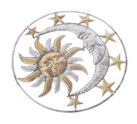Garneck Applique Murale Soleil et Lune en Fer, Décoration Extérieure | Fer Travaillé, Forme Double Astre, Couleur Vive, Usage Couloir ou Jardin, Style Décoratif Solide