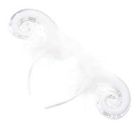 Garneck Bandeau à Cornes de Diable Blanc en Flanelle Léger pour Halloween et Fête, Serrage-tête Facile à Porter, Accessoire Décoratif pour Cosplay et Photo
