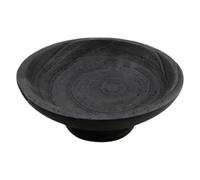 Garneck Bol sur Pied Rond en Bois Massif Noir, Plateau Décoratif Vintage | Finition Grain , Base Surélevée Stable, pour Table Basse et Buffet, Usage Salades ou Noix