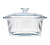 Garneck Cocotte en Verre avec Couvercle 2,4l Ronde en Acier Haute Résistance pour Cuisson Homogène et Esthétique, Plat à Four Cuisine Maison