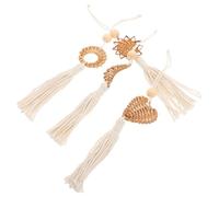 Garneck Décoration Murale Bohème en Macramé 4pcs en Corde de Coton et Rotin Résistante Décoloration pour Balcon et Maison Formes Soleil, Lune, Cœur et Cercle