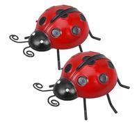 Garneck Décoration Murale en Fer Rouge 2pcs Crochet pour Extérieur, Ornement Adorable de Jardin en Forme à Bon Dieu pour Porche