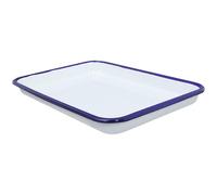 Garneck Émail Blanc Plateau Grand Format de Service, Rectangulaire Élégant | Entretien Facile, Servir Aliments ou Outils, Surface Résistante aux Rayures, Style Sobre et Raffiné