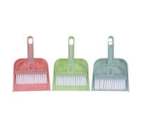 Garneck Ensemble Pelle et Balayette Mini 3 Pièces pour Bureau et Litière de Chat Balai de Table avec Mailles Creuses Nettoyage Portable Léger et Pratique Couleurs Vert Rose et Bleu