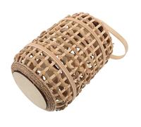 Garneck Lanterne Décorative en Bambou Tressé, Lanterne à Main, Kaki, avec Poignée, pour Bougie LED sans Flamme et Fleurs, Déco Étagère Ferme, Réunions Extérieures