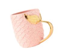Garneck Mug Sirène avec Poignée Queue de Sirène en Céramique Rose Présent Mariage ou Anniversaire pour Boissons Chaudes et Froides