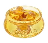 Garneck Ornement de Bol à Trésor en Citrine Jaune, Décoration Traditionnelle Chinoise Effet Décoratif Chaleureux, 1 Set, Style Vintage pour Maison et Bureau
