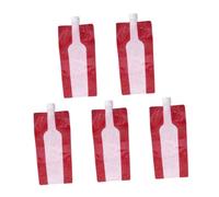 Garneck Paquet Pliable pour Vin Portable en Plastique Rouge 750ml, Lot de 5 Pochettes Anti-Fuite pour Conservation et Transport de Boissons en Voyage