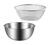 Garneck Passoire à Riz et Panier Passoire Ménager en Acier Inoxydable 16 Cm, Ensemble 2 Pièces Pieds Stables et Forte Dureté, Ustensile Cuisine et Lavage de Légumes
