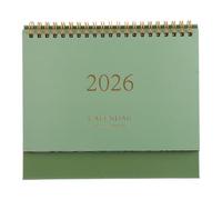 Garneck Petit Calendrier de Bureau 2026 sur Pied en Papier, Style | Format Compact, Pages Épaisses et Tournage Fluide, pour Bureau et Maison, Vert Simple et Élégant
