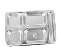 Garneck Plateau Repas En Acier Inoxydable Compartimenté Grand Format Profond 4 Compartiments Emplacement Cuillère Assiettes Compartimentées Pour Adultes Usage Quotidien Scolaire