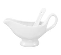 Garneck Saucière Anti-goutte avec Louche Profonde en Céramique Blanche 175ml pour Sauces et Dîners Professionnels