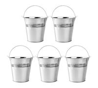 Garneck Seau à Glaçons et Polyvalent en Tôle Étamée Argentée 5pcs avec Poignée Portable pour Conserver la Glace et Servir des Frites en Magasin