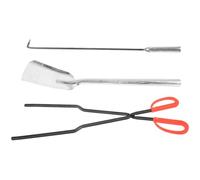 Garneck Set de 3 Outils de Cheminée en Fer Comprenant Pelle à Charbon, Pince et Crochet, Ensemble Pratique et Résistant pour Entretien du Foyer et Barbecue