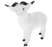 Garneck Statuette de Chèvre Miniature Simulée, Blanche, en Plastique | Poils Artificiels, Aspect Réaliste et Vif, Légère à Poser, pour Micro Paysages et Mini Maisons