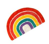 Garneck Tapis de Bain Demi-Lune Antidérapant Forme Semi-Circulaire en Polyester Design Arc-en-Ciel Cartoon, Tapis Pratique pour Salle de Bain ou Salon