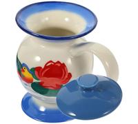 Garneck Tasse Rétro Gobelet à Eau Rétro 380ml Céramique Bleu Anse Pratique Décorative Portable pour Book Bar et Café