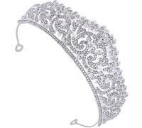 Garneck Tiare de Mariage Argentée en Alliage de Zinc avec Décorations Brillantes, Légère et Facile à Porter, Accessoire Délicat pour Photo D'activité ou Demande en Mariage
