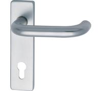 Garniture à béquilles FH GEOS 1754/D52K - sur plaque courte PZ72, alu argent anodisé, 1 garniture | Accessoires pour ferrures de portes