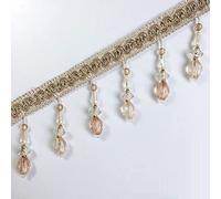 Garniture à franges perlées, 12 mètres de perles suspendues en dentelle tressée, pendentif perlé, pompon, frange, couture, artisanat, rideau, décoration canapé(Beige)