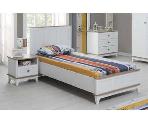 Garniture chambre d'enfant blanche lit d'enfant table de nuit lit set 2pcs bois