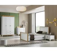 Garniture chambre d'enfant lit d'adolescent cadre de lit ensemble 4pcs bois blanc chambre à coucher